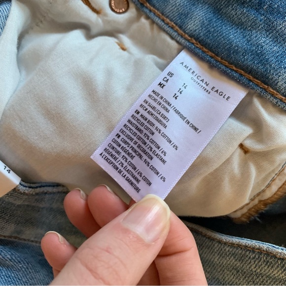 AEO Multi Media Patchwork Mom Shorts